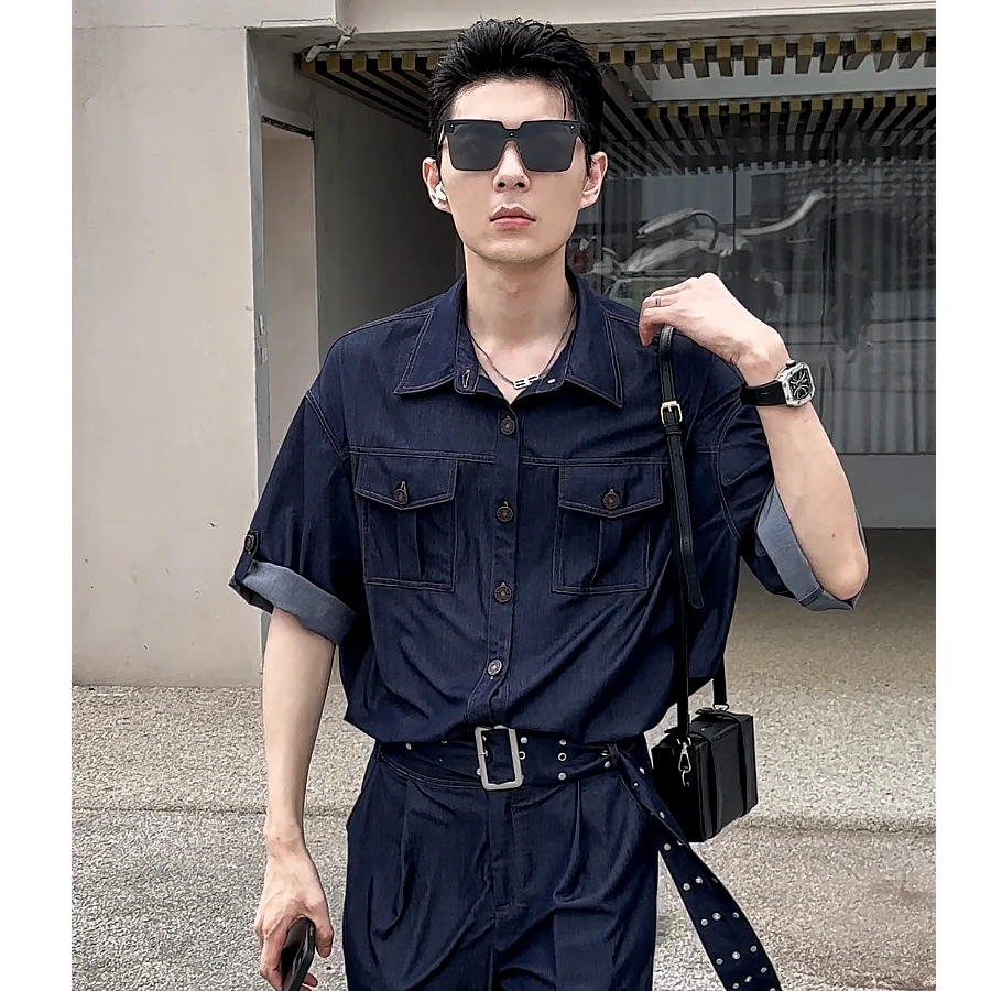 CGSYJ薄款防晒牛仔衬衫男 夏季微廓形衬衣 垂感上衣宽松显瘦青春