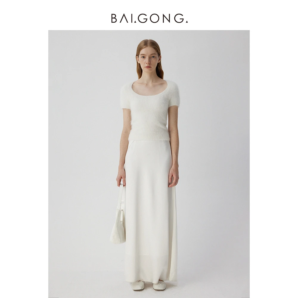白弓BAIGONG/缎面轻奢半裙33997X