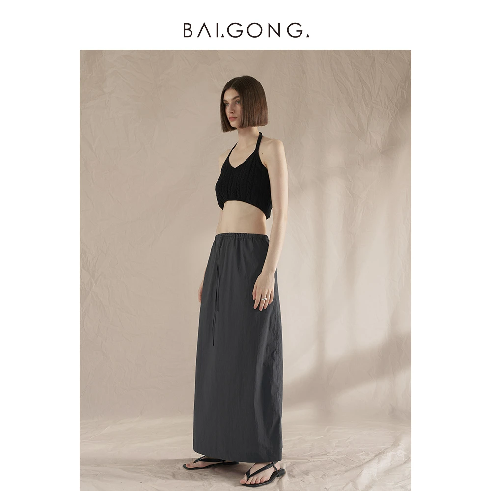 白弓BAIGONG/纸片人轻运动骨感半身裙38232X