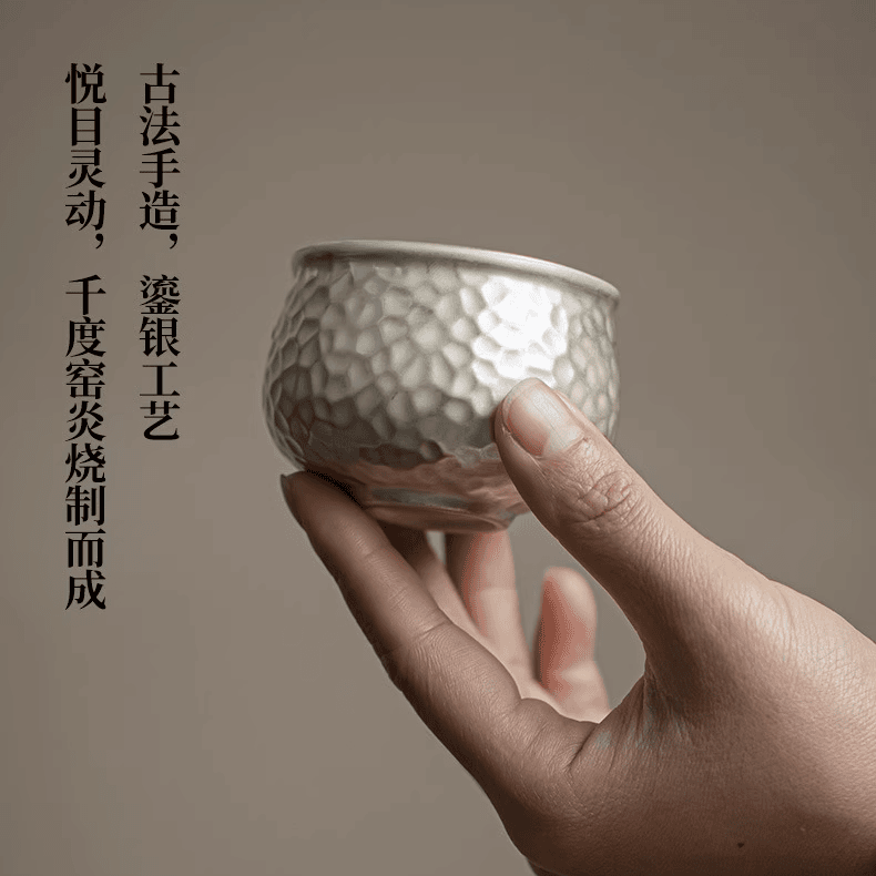 龙蛋杯手工锤纹茶杯青花主人杯斗彩鸡缸杯手绘包浆龙纹高端百福杯