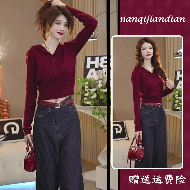 初秋新款女装套装连帽针织衫新款时尚休闲套装女