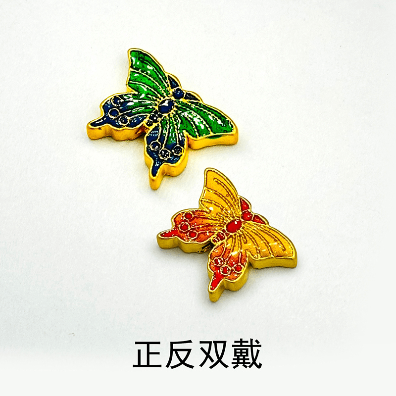 【珊珊专享】足金999珐琅彩色双面蝴蝶转运珠女款（赠银链） 5089