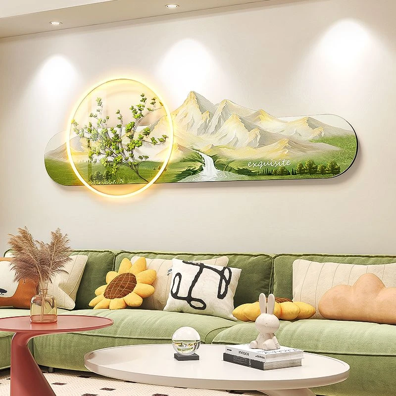 现代创意日照金山客厅装饰画壁灯LED客厅挂画沙发背景墙壁画壁饰