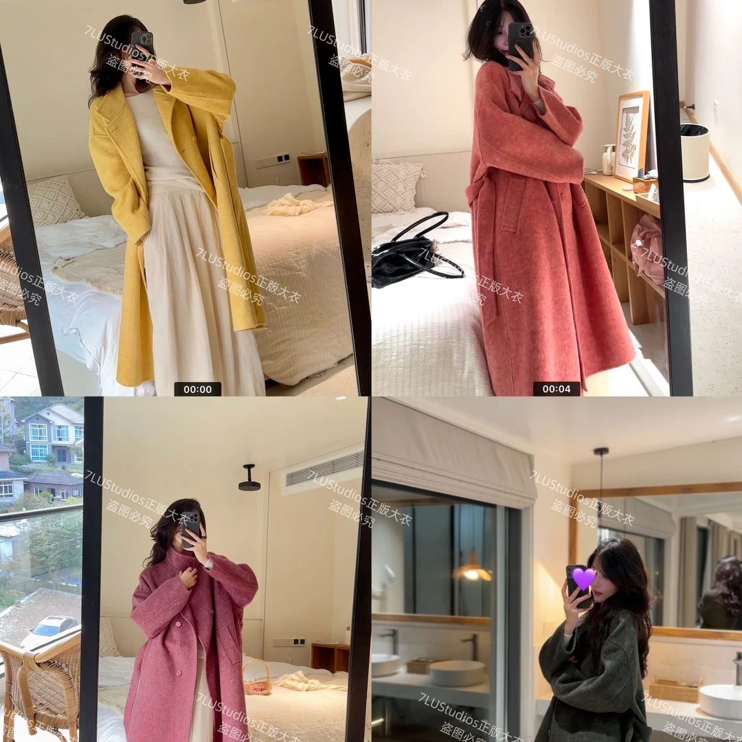 7LU《镇店系列》骆驼绒桑蚕丝立领腰带款长期主义大衣