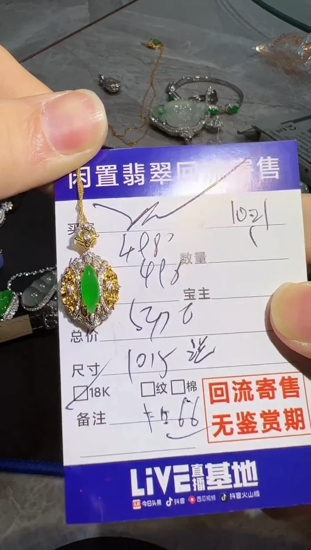 【闪购商品】翡翠颈饰18K金镶嵌翡翠回流