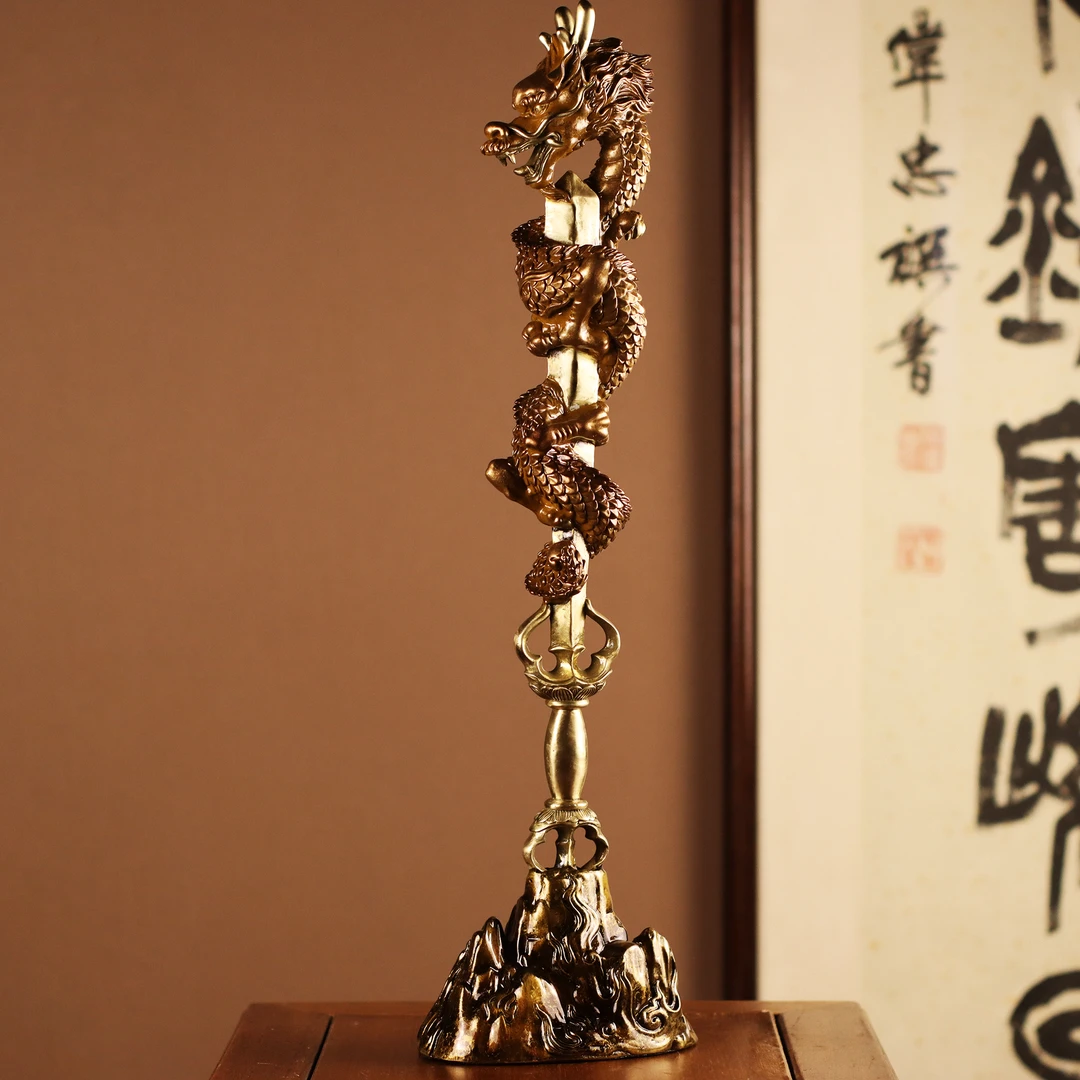 龙剑盘龙摆件纯铜工艺品家居客厅玄关装饰品摆设乔迁开业礼品贺礼