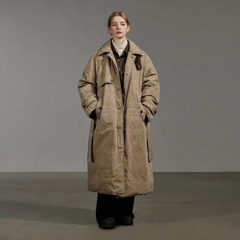 半圆原创设计2025冬季新款风衣式羽绒服Z23405014