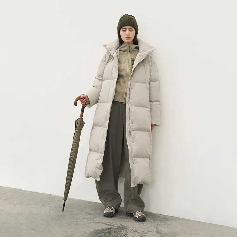 半圆日本超轻保暖尼龙 女装[文艺]2025带帽长款羽绒服女D24404616