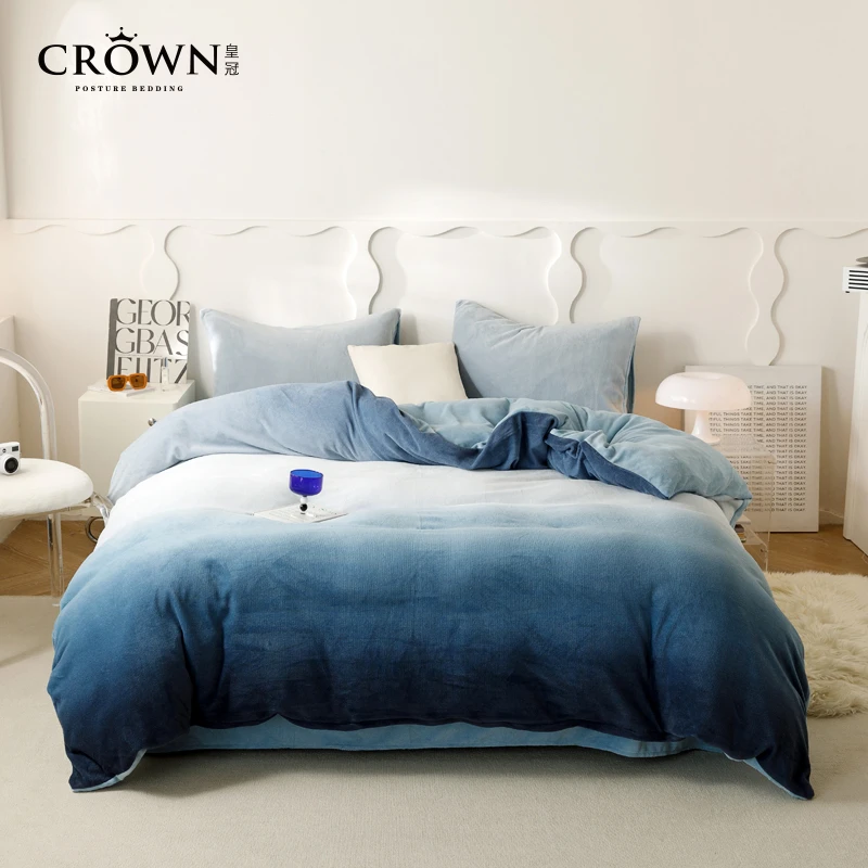 【粉丝专享】CrowN皇冠秋冬季牛奶绒四件套家纺绒毛四件套 DLM