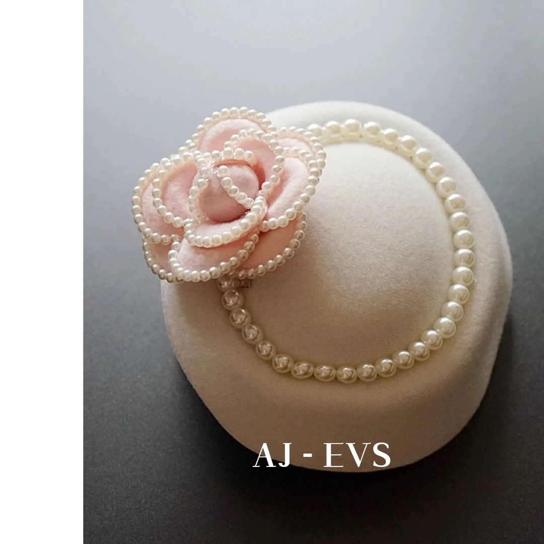 非金属仿珍珠胸针 AJ - EVS【温柔小香羊毛珍珠手工山茶花胸针】
