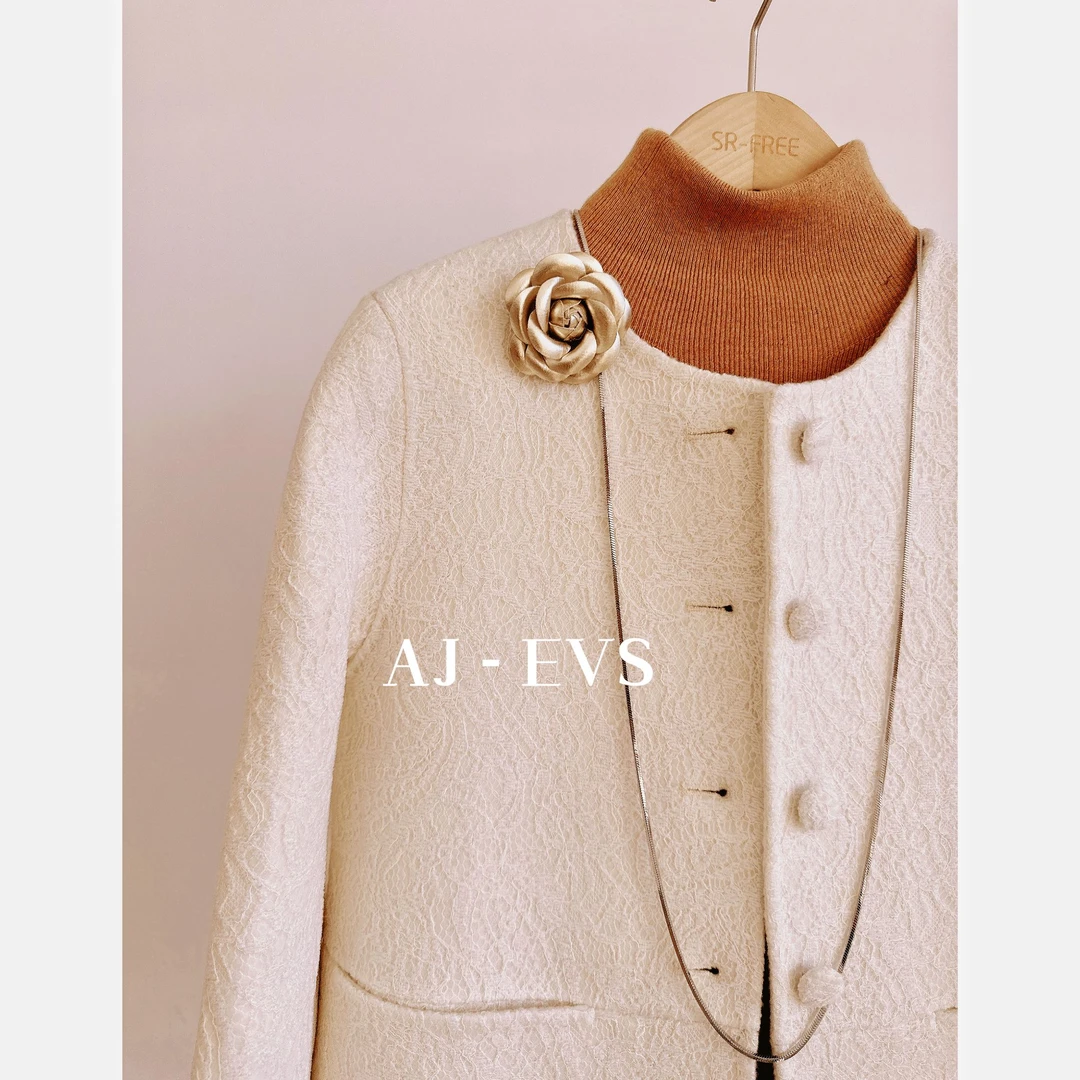 AJ-EVS【法国女神·进口蕾丝羊毛高奢秋冬外套】