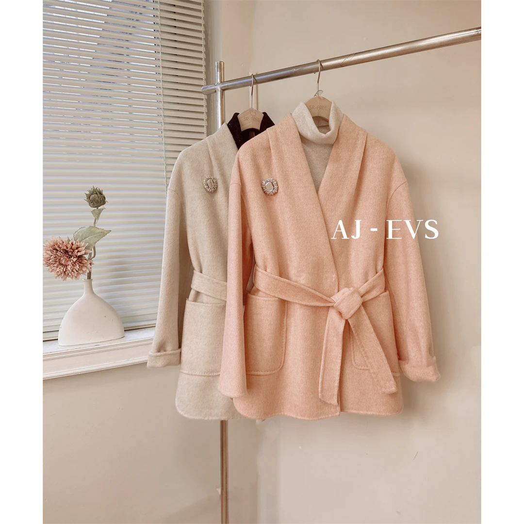 AJ - EVS【米兰温婉夫人·高奢进口骆驼绒桑蚕丝羊毛精品大衣】