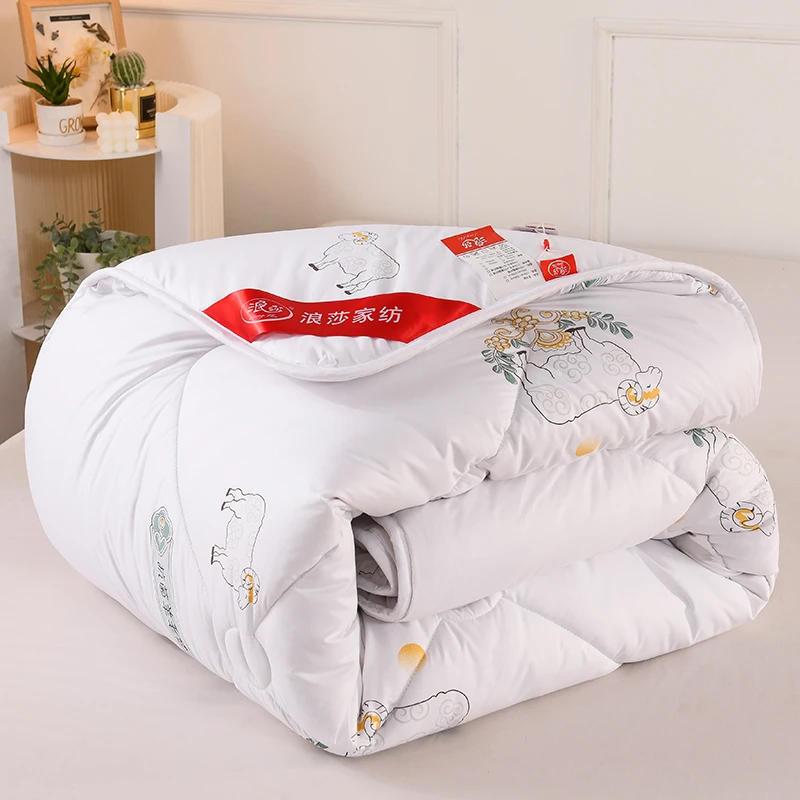 浪莎【粉丝专享】爆款抗菌高密斜纹布料水洗羊毛被被芯2*2.3米6斤