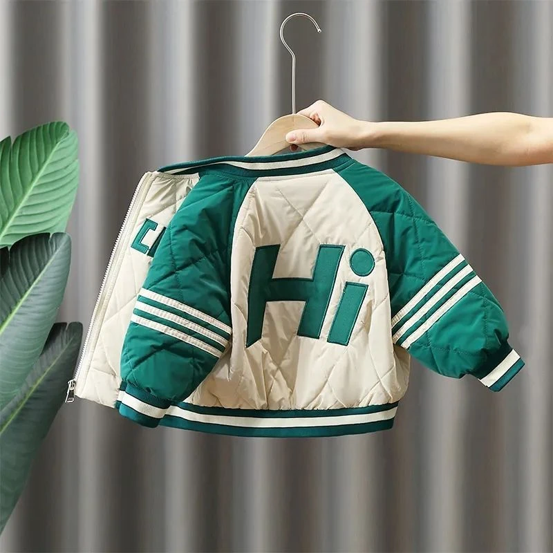 芭啦芭娜男童冬季外套夹棉加绒保暖2024新款儿童冬装加厚棒球服男