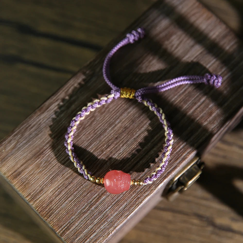 【龙老板】盐源玛瑙粉尸尸珠手绳S925银绳子颜色微差A1830012