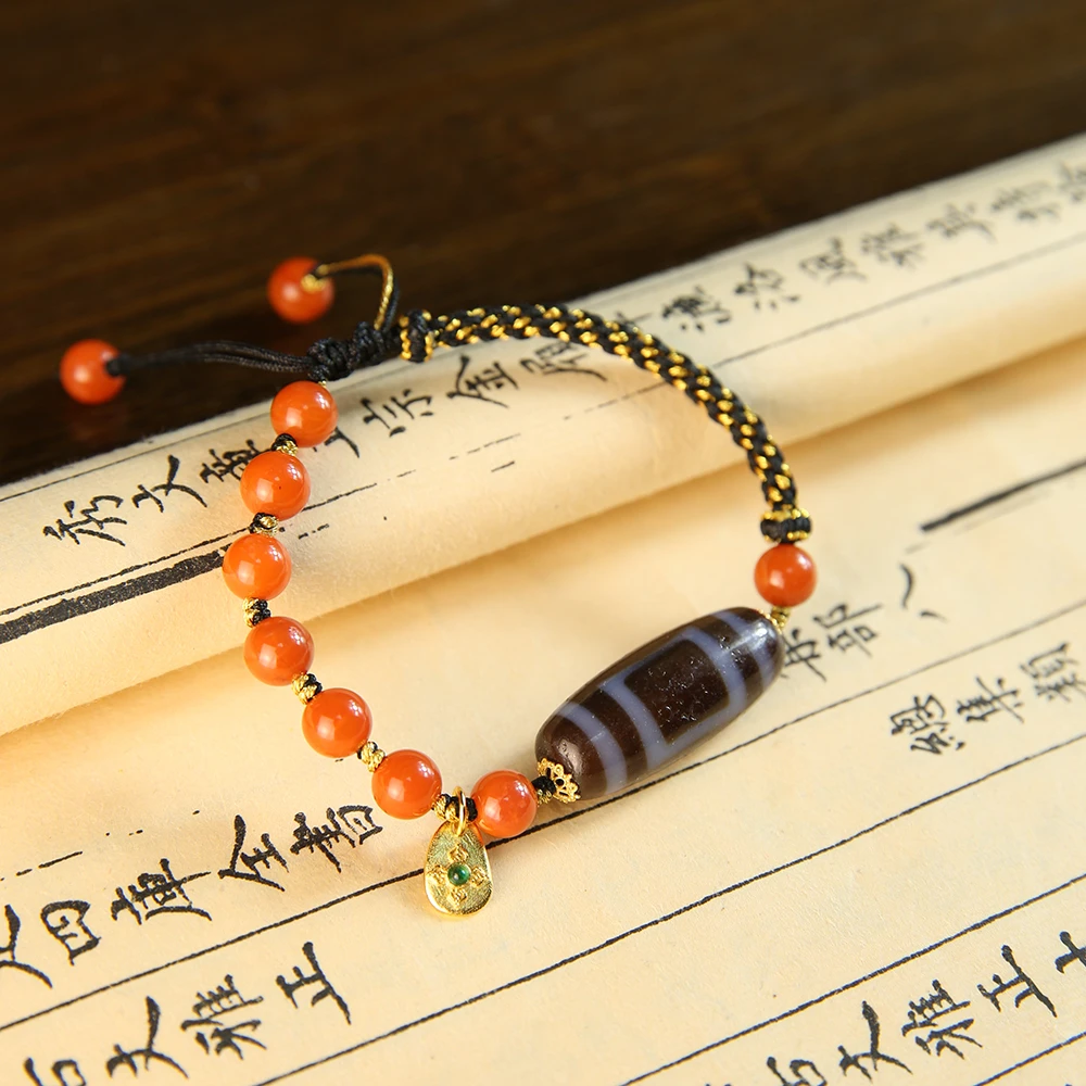 【龙老板】 蓝沁天地珠珠时尚手工编织南红玛瑙手绳A1820016