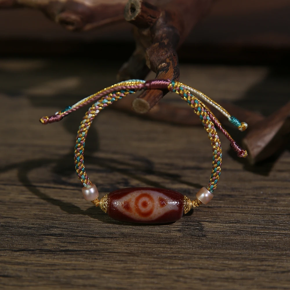 【龙老板】凤眼六字真真珠珠民族风时尚设计玛瑙手绳A1920172