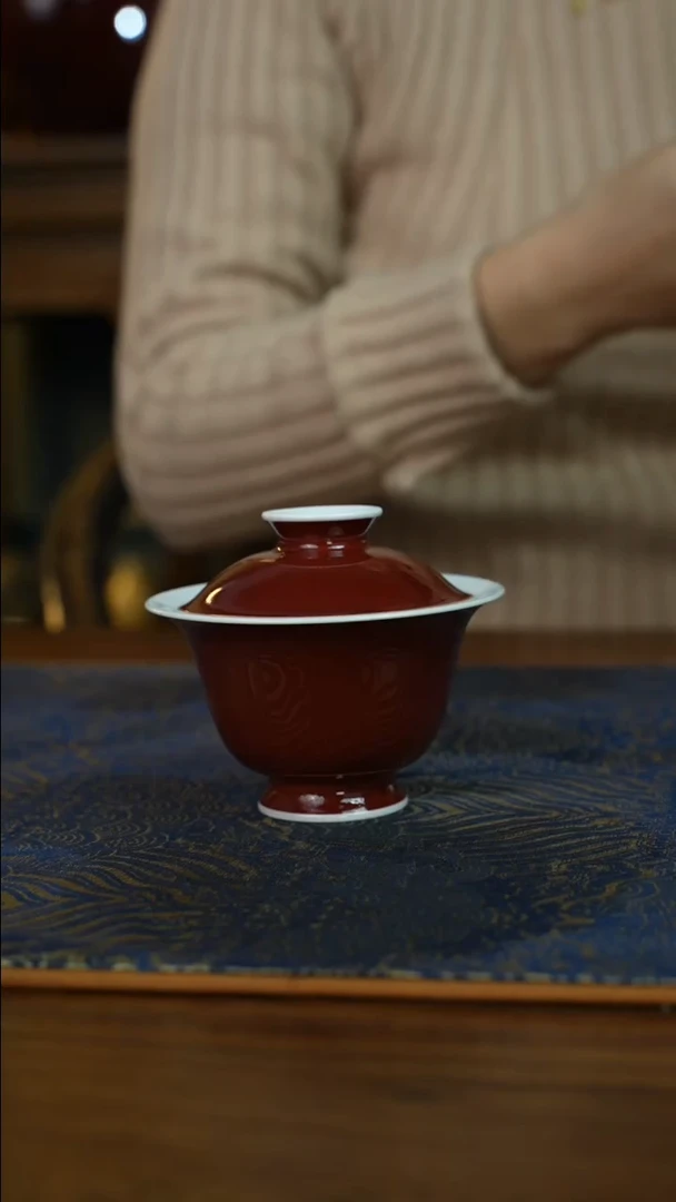 【闪购商品】瓷杯季红两才盖碗