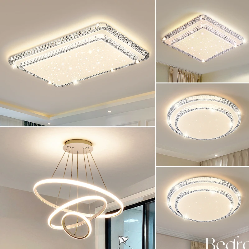 客厅灯现代简约大气轻奢水晶吸顶灯网红大厅主灯灯具组合全屋套餐