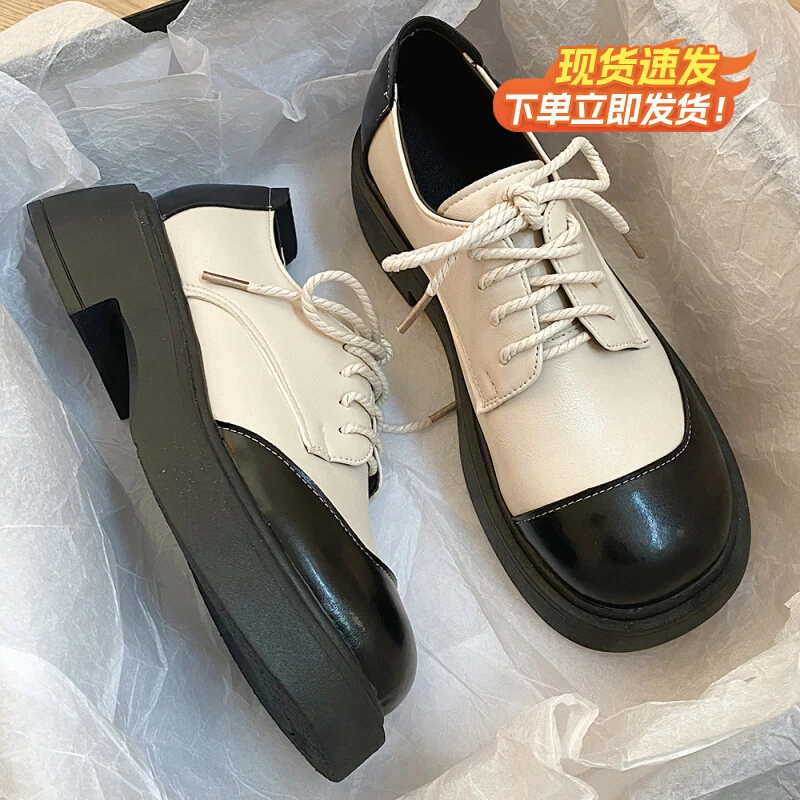 时髦好物女鞋软底2024年秋季新款时尚复古英伦风单鞋增高小皮鞋