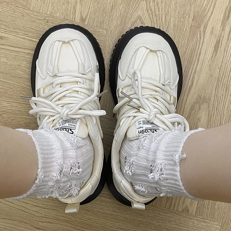 【现货】南在南方白色厚底老爹鞋女潮复古2025新款春秋百搭运动鞋子