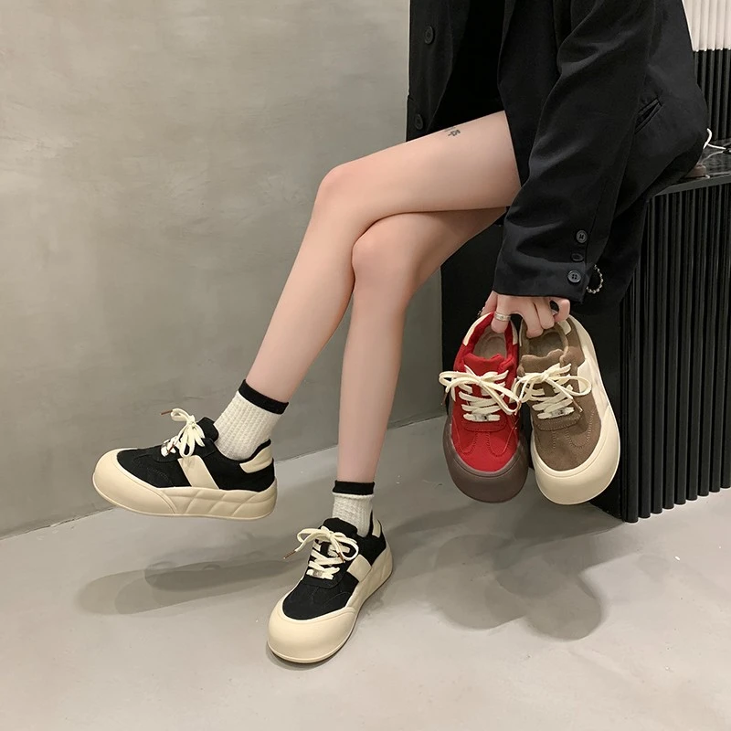 白敬亭同款蓬蓬鞋男女小众原创厚底大头丑萌面包板鞋复古胖德训鞋