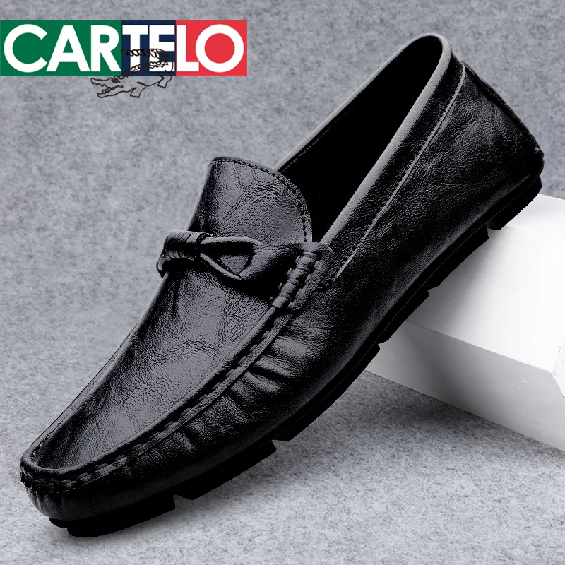 CARTELO/卡帝乐鳄鱼男士真皮豆豆鞋休闲一脚蹬透气时尚百搭驾车鞋