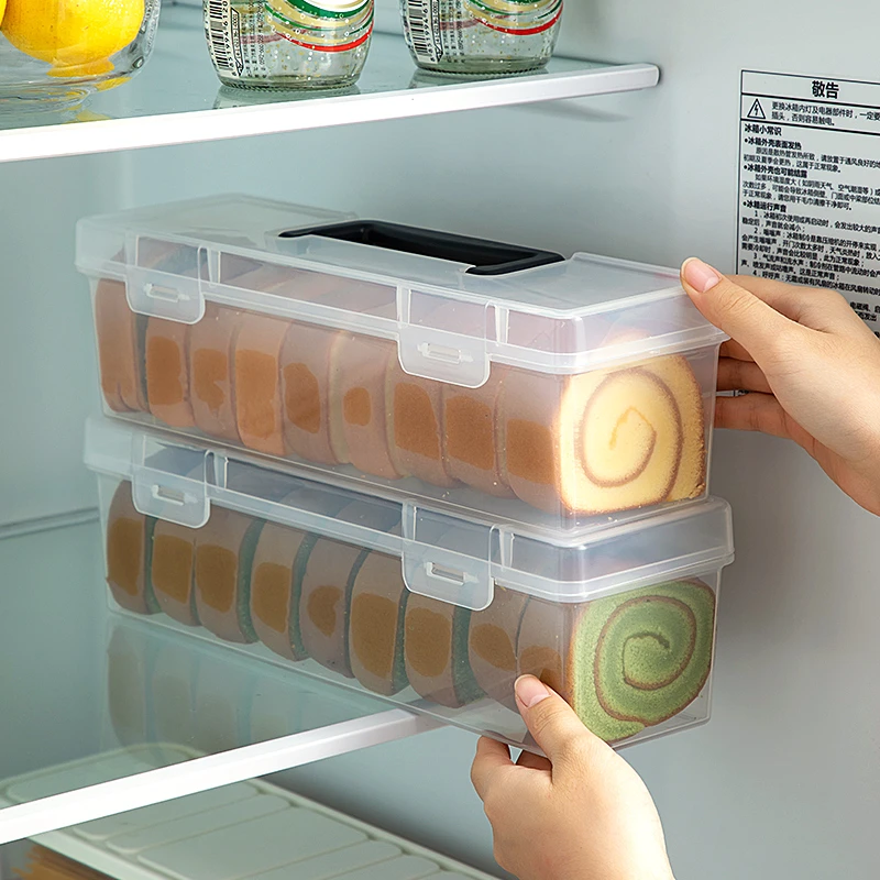 蛋糕卷收纳盒家用防尘糕点烘焙长方形透明可重复用分装盒多格盒装