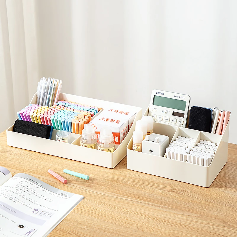 教室讲台收纳盒桌面收纳盒文具六角粉笔收纳班级桌面杂物分格整理