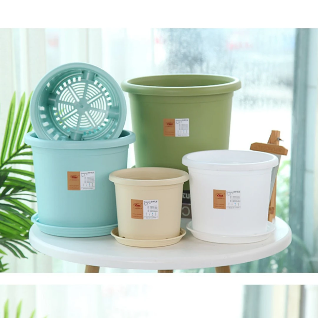 四季花盆3号四个透气塑料花盆家用新疆包邮