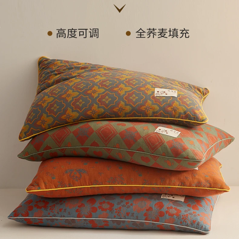 新款 双层纱荞麦简约枕 荞麦枕头枕芯