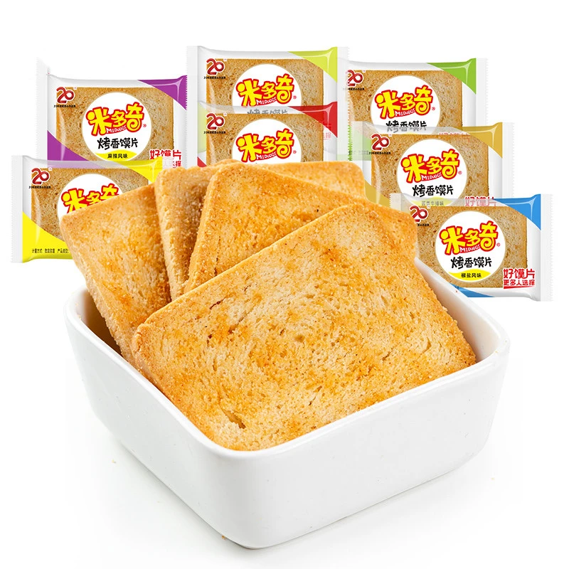 米多奇烤馍片小馍丁馒头片散装整箱多口味办公室休闲食品零食馍干