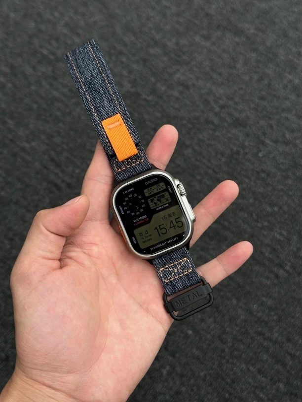 牛仔帆布野径尼龙适用苹果表带AppleWatchS10/S9/S8/S765Ultra2