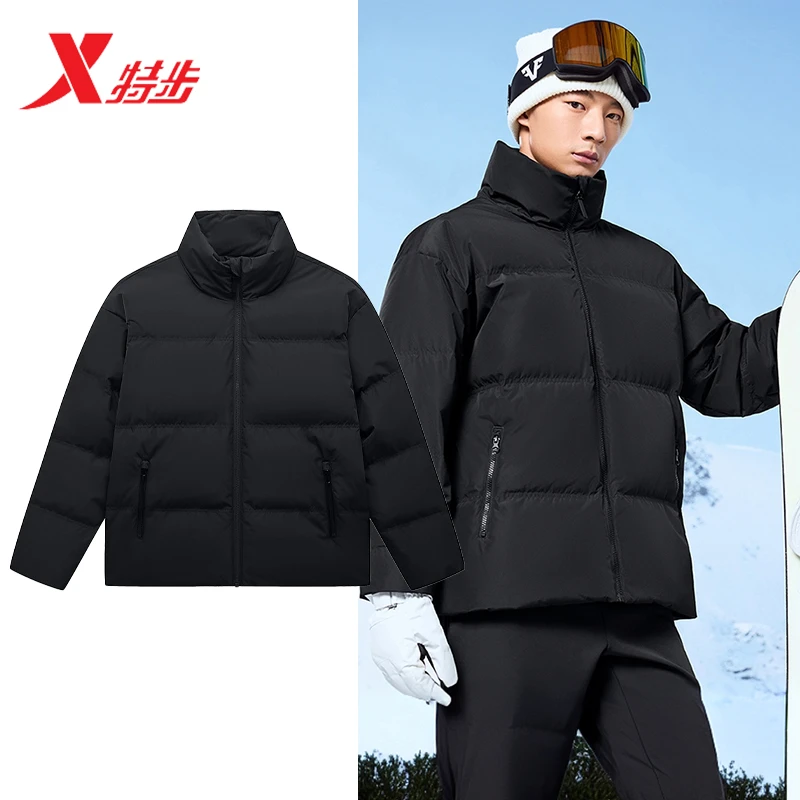 【小暖炉】特步冬季时尚男女同款立领羽绒服保暖锁温运动外套90037