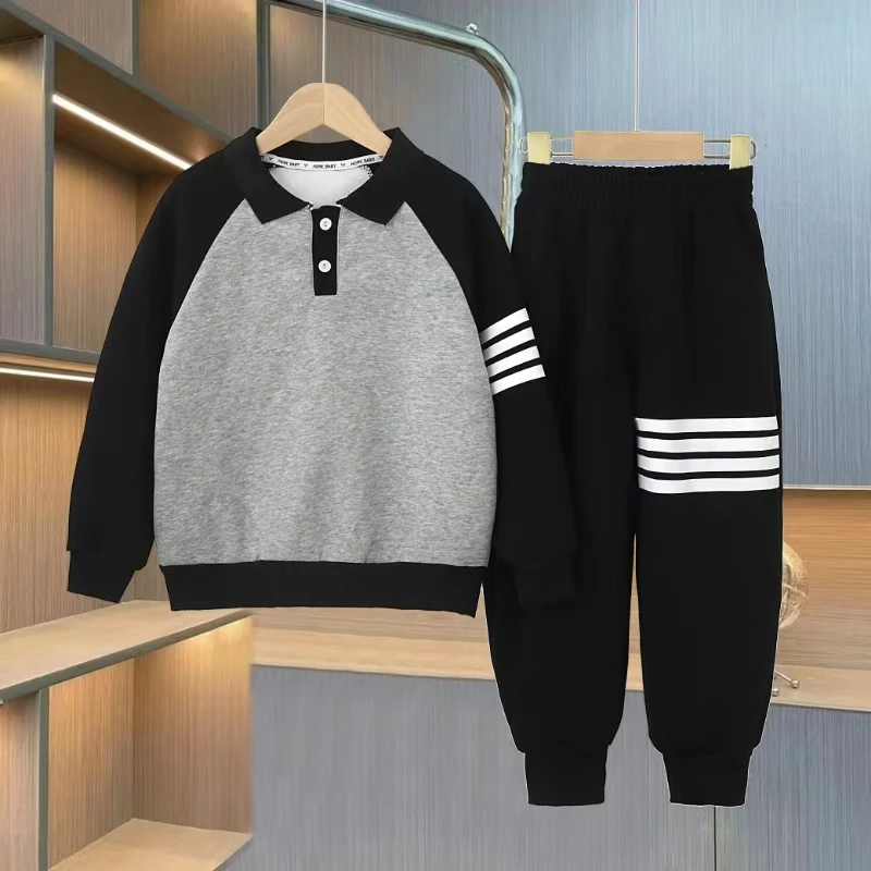 男童学院风POLO套装25新款休闲时尚春秋季帅气儿童长袖两件套