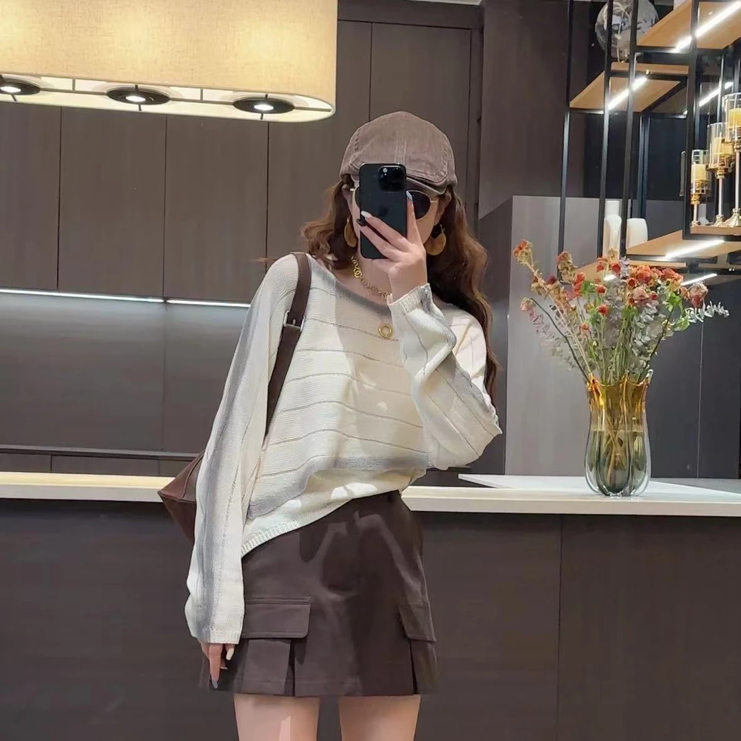 华丽微微【韩系女主】新款真两件套拼色针织上衣ZZ1120-欧韩穿搭