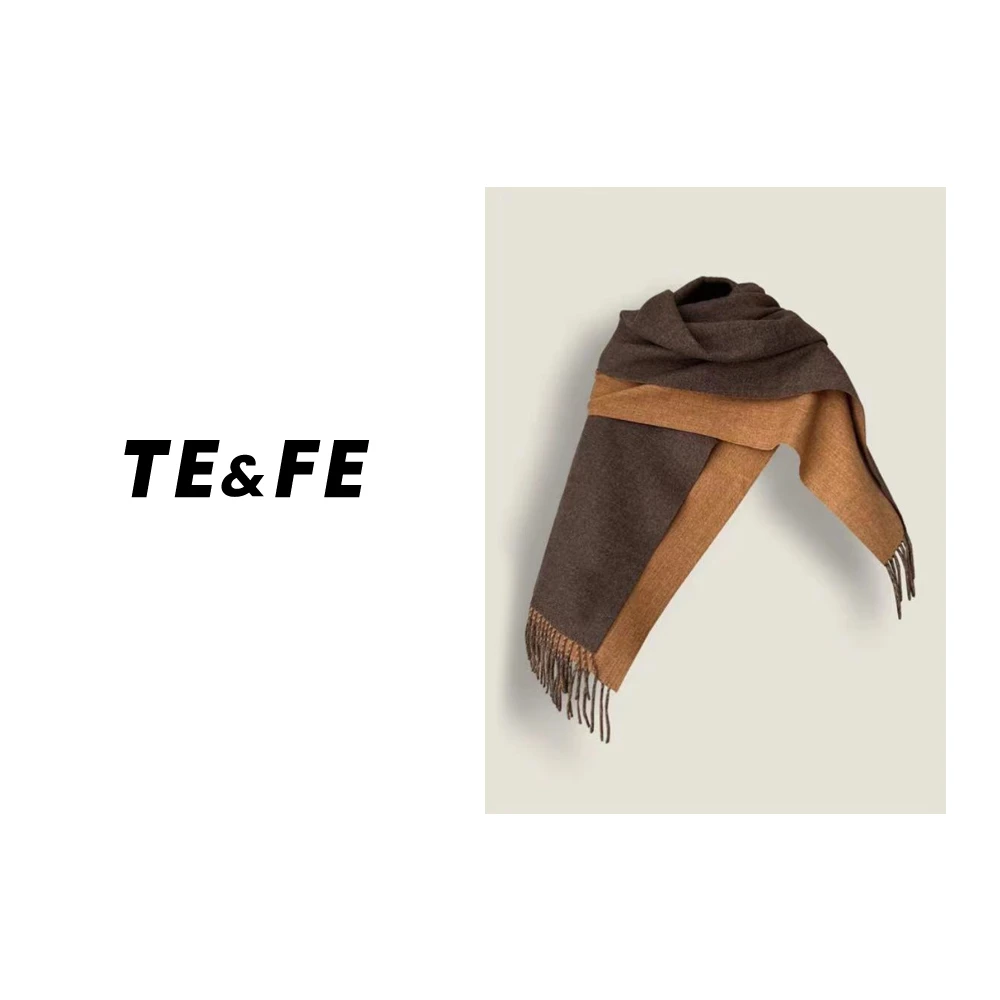 天天穿搭【围巾】新款时尚百搭纯色双面双色简约长款围巾WJ1011