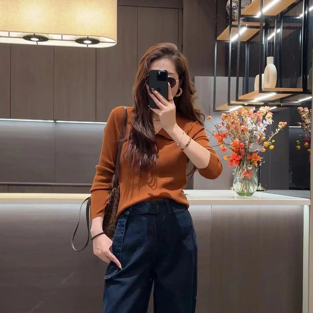 华丽微微【心动】百搭时尚纯色设计款气质针织衫ZZ1150-欧韩穿搭