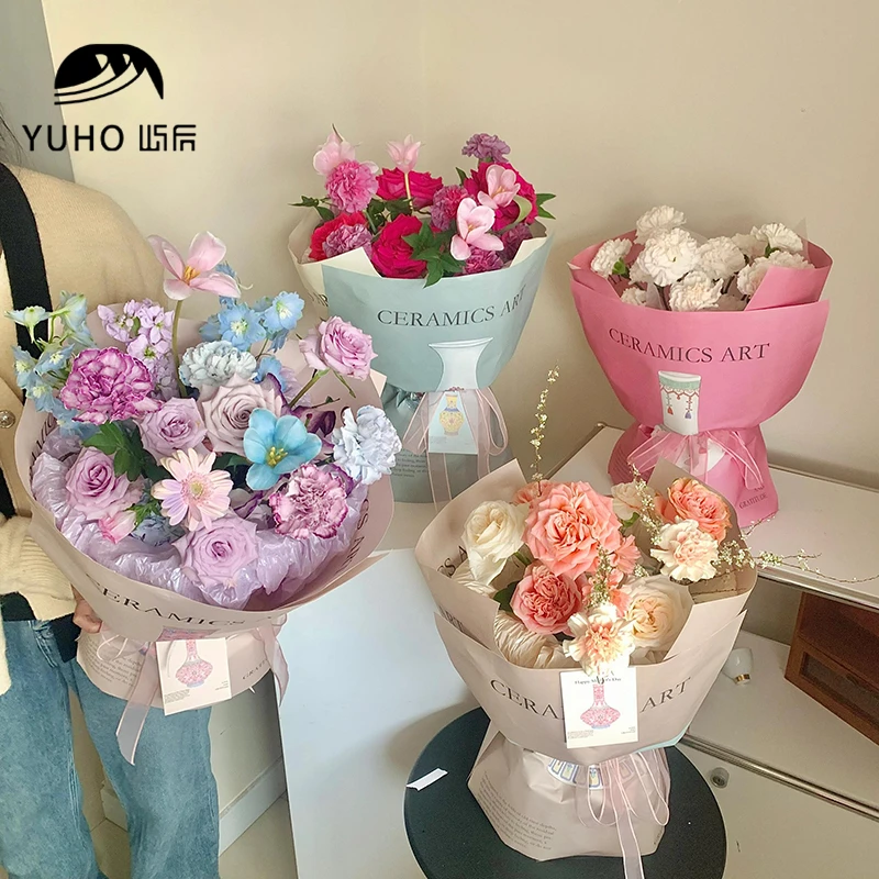 屿后 2024原创母亲节温婉陶瓷系列包花纸鲜花康乃馨花束包装材料