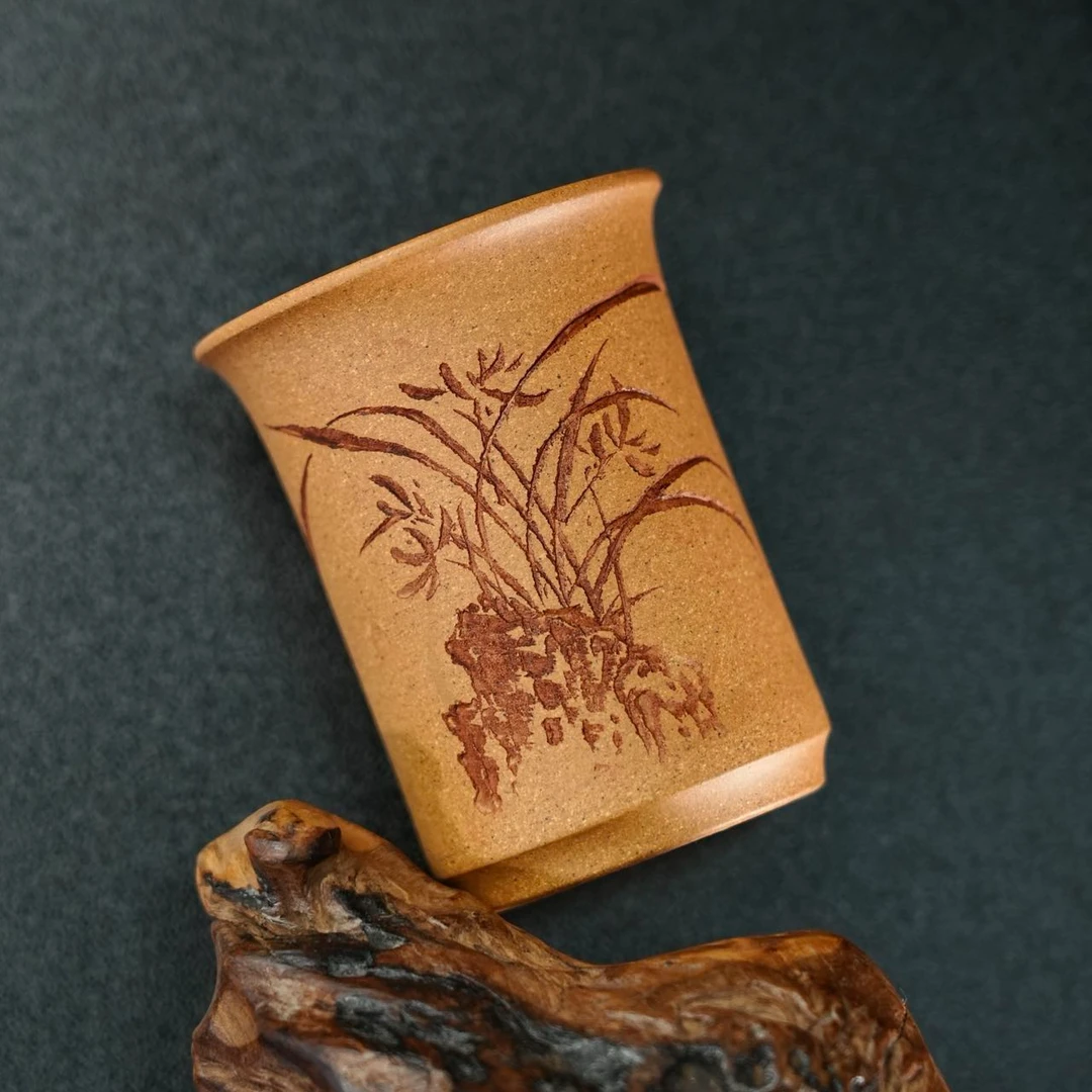 乘风阁原创.黄金段【兰花】闻香杯.50cc 家用紫砂主人杯闻香杯