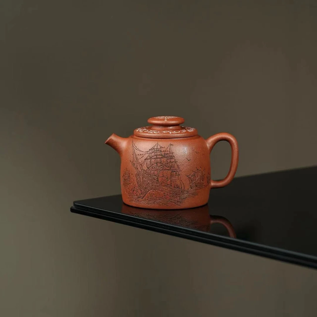 乘风阁原创-红降坡【郑和下西洋】巨轮紫砂茶壶150cc