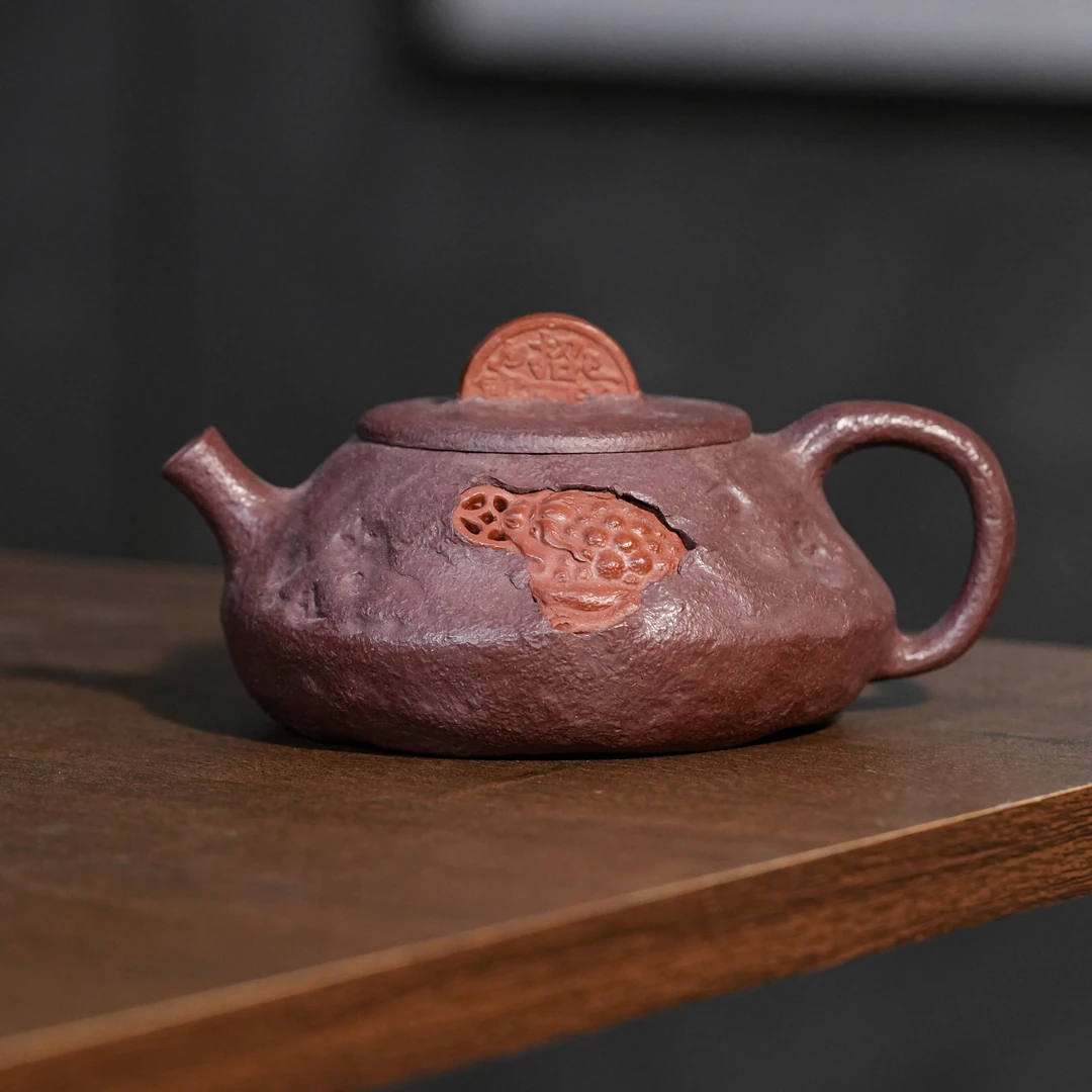 悦茗壶原创.王杰 紫泥【招财进宝】紫砂茶壶 180cc