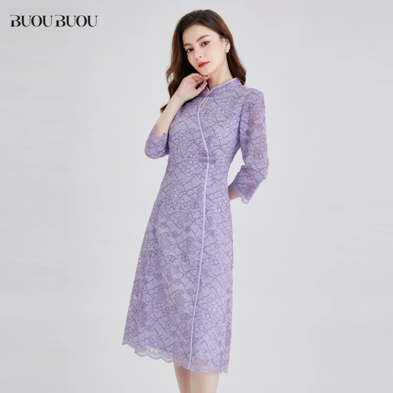 BuouBuou新款洋气百搭女装新中式改良旗袍连衣裙WKFG605