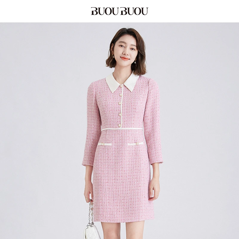 BuouBuou新款洋气百搭女装通勤知性小香风连衣裙DKAG008
