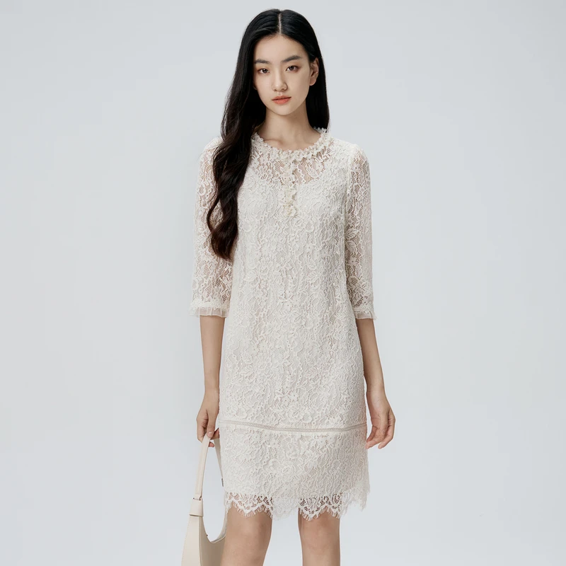BuouBuou玛德琳千金新商场同款蕾丝连衣裙女BKFG545