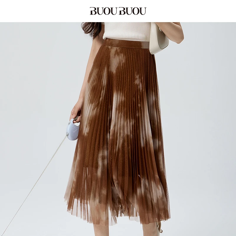 【粉丝专享】BuouBuou冰美式25夏商场款法式风琴褶半身裙女BKCB065