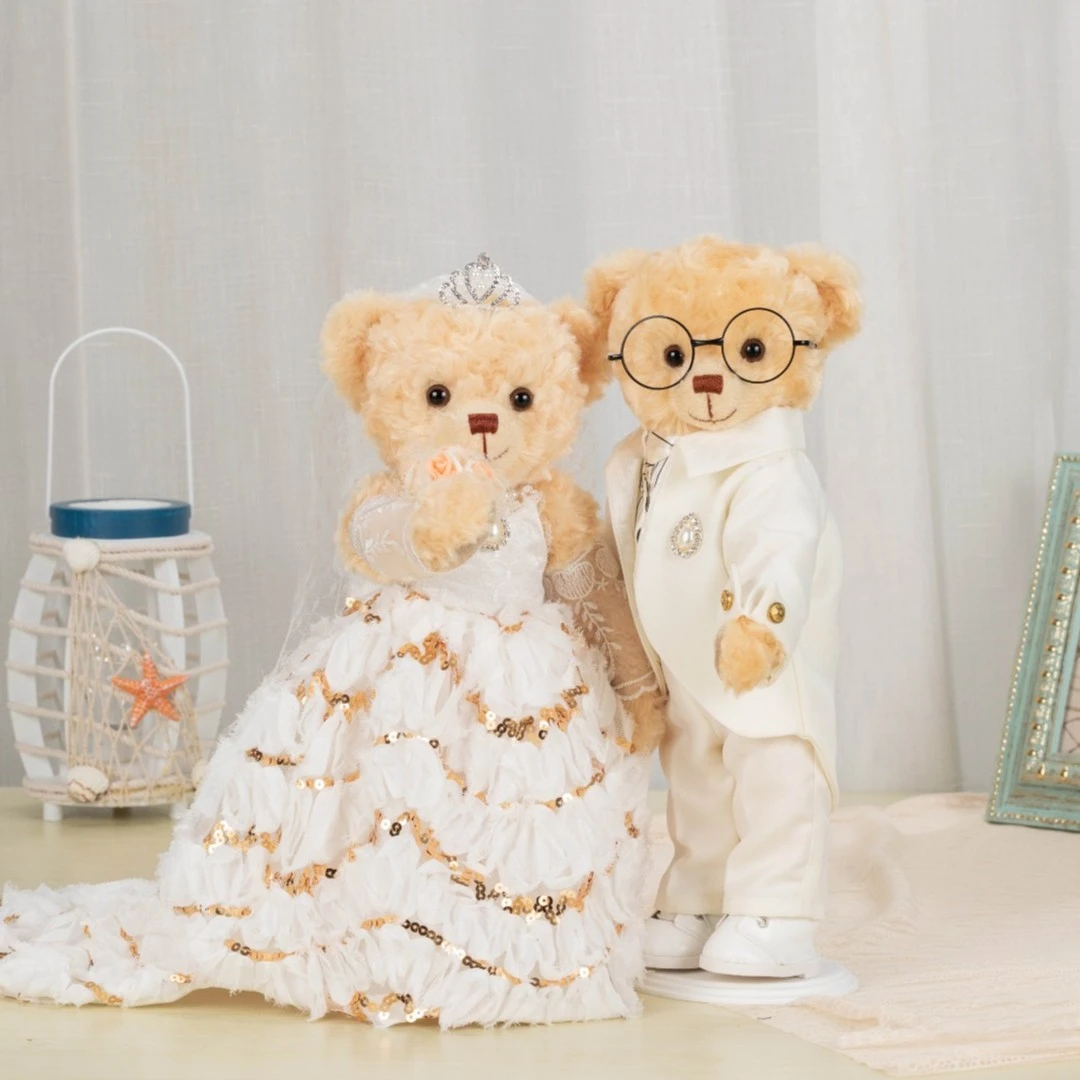 熊之家形象熊｜bears’home正版关节熊婚纱压床娃娃一对结婚礼物