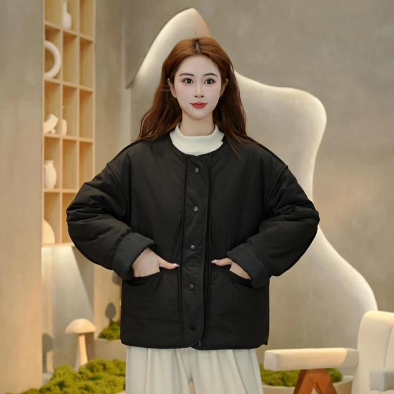 3786 秋冬新款轻薄棉服女韩版阔版设计感时尚百搭宽松棉衣