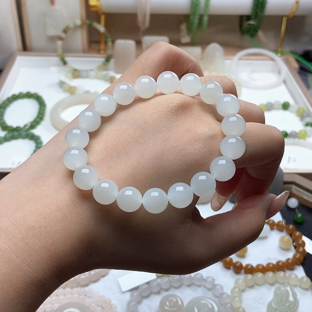 和田玉手串未镶嵌白玉暖白10mm手串