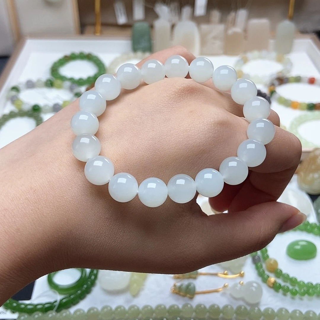 和田玉手串未镶嵌白玉10mm手串